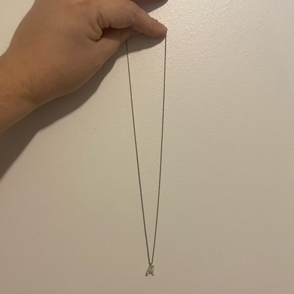 “M” Initial Rhinestone Necklace - Picture 2 of 2